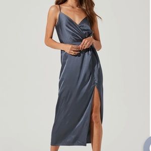 ASTR satin midi - slate grey